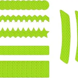 ZIBUYU® Reflective Tapes 52 Pieces Multi Shape Yellow Green Reflective Sticker Set for Bike, Car, Motorcycle, Scooter Night Riding Safety Reflector Stickers Peel and Stick Reflective Tape Kit-image-52