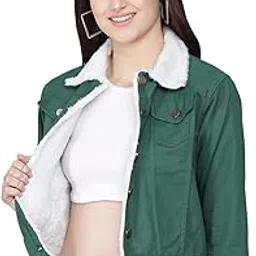 Women's Cotton Blend Blouson Fur Standard Length Jacket-image-3