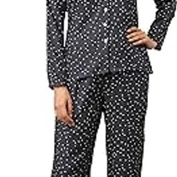 yash gallery Women's Rayon Polka Dot Printed Night Suit | Shirt & Pyjama Set | Stylish Sleepwear for Woman-picture-19