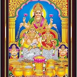 Pavan Photo Laminations Lakshmi Kubera Laxmi Goddess Devi Lord Kuber Wall Painting Framed Home Decor (Wood,Matte,Brown,Small Size,6 x 8 Inch) B331S-image-10