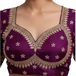 DGC Boat Neck Women Blouse Sweetheart NeckHalf SleeveSilkReadymade Saree Blouse for Women Stylish (Green, 30)-image-5