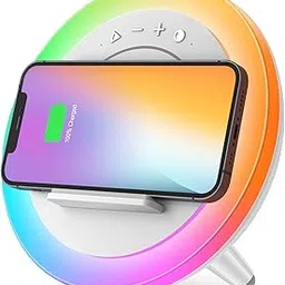 Swarmir Night Lights Bluetooth Speaker, Wireless Charging Charger and Enhanced Bass, Dimmable Bedside Lamp, Suitable for Bedroom, Living Room and Office-image-85