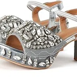 vendoz Women Wedding Party Heels Wedges I Glittery Sandals for Girls I Stylish & Comfortable Bridal Wear-picture-22