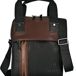 ummul Vegan Leather Messenger Bag, Two-Tone Brown, Crossbody Laptop Satchel with Adjustable Strap-picture-49