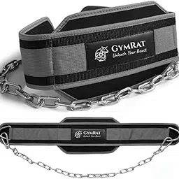 GYMRAT™ Dip Belt With Chain For Weightlifting, Pull Ups, Dips - Heavy Duty Steel Chain For Added Weight Training (GREY)-picture-56