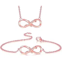 peora CZ Studded Pendant Chain & Bracelet Set Stylish Fashion Jewellery Gift for Girls & Women-picture-47