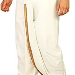 shyam handloom Men's Colour Panjakejam Readymade Golden Zari Border Dhoti Free size Silk Striped, Solid, Embroidered Men Dhoti-picture-29