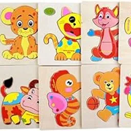 Vibgyor Vibes™ Early Age Wood Jigsaw Puzzles for Small Kids Children Kids. Pack of 6 Different Patterns Puzzle in a Frame Board. (14.7X14.7Cm) (Random Pattern Will Be Sent)-picture-55