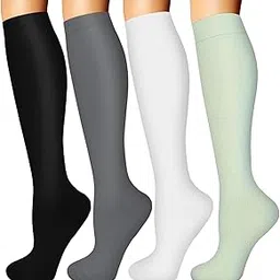 annlimike 4 Pairs Compression Socks for Women Circulation Copper Compression Socks Support for Nurses Running Athletic Travel Base Layers & Compression Socks for Outdoor Sports Hiking Recovery S/M, One Size image 1