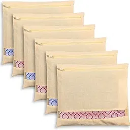 Kotart Cotton Cloth Saree Bag Covers for Storage Organizer with Transparent Mesh Window | Clothes Bags and Wardrobe Organizer (14 x16 inch) Pack of 6-image-68