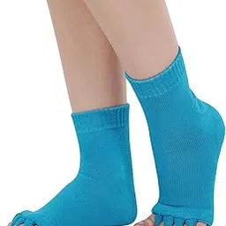 Slenop Foot Alignment Socks - Toe Separator Socks for Men & Women | Perfect for Yoga, GYM | Relief for Hallux Valgus, Plantar Fasciitis, Bunion Correction & Pain Relief | 1 Pair (Blue)-image-48