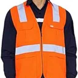 associated uniforms Fluorescent Orange (neon) Hi-Viz / High Visibility COTTON Sleeveless Jacket / Vest-picture-24