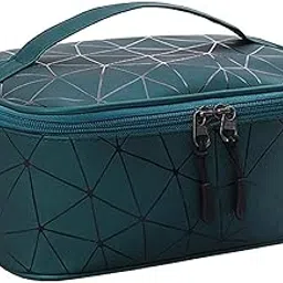 Awestuffs Travel Make Up Hanging Bag Makeup Bag Zipper Pouch for Women and Girls, Waterproof Cosmetic Bag Luxury Toiletry Bag (Green)-picture-43