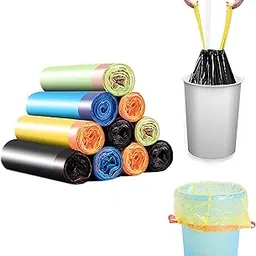 Yindella Drawstring Garbage Bags (Medium) Size 19 x 21 Inches|10 Rolls|150 Bags |45Cmx50Cm Portable Automatic Closure Disposable Dustbin Trash Plastic Bag for Kitchen Office (Multicolour Assorted)-picture-14