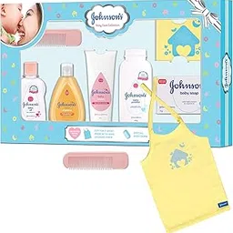 Johnson's Baby Care Collection with Organic Cotton Baby Tshirt (7 Gift Items, Blue)-image-77