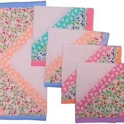 leasburg MARIA 100% Cotton Multicolor Floral Printed Women's Handkerchief | 13.5X13.5 | Ladies Handkerchief | Hanky For Women | Multi Designs-picture-19
