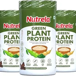Nutrela Green Plant protein Powder - 500g (Chocolate) | Brown Rice & Pea with Multivitamins & Minerals (pack of 3)-picture-26