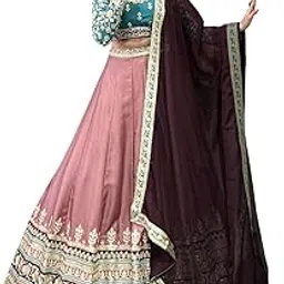 Women's Pink Thread Embroidered Silk Lehenga Choli-picture-50