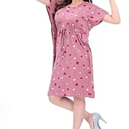 fabme Women's Cotton Knee Length Casual Nightgown-picture-18