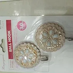 Jukusa Decorative Wall Hook | Elegant Gold & White Floral Design Metal Double Ball Hanging Hook for Coats, Towels, Bags & Home Organization, Stylish Wall Mounted Hanger (Gold)-image-13