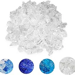 Skyflame 10-Pound Recycled Fire Glass for Fire Pit/Fireplace/Vase Fillers/Garden Landscapes, Ice Clear-picture-13