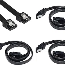 Wizzo (Pack of 3 Pieces) SATA III (SATA 3) Data Cable 50cm 1.5GB/s, 3GB/s, 6GB/s for Internal Hard Disk Drive HDD, SSD & DVD Writer (with Locking Latch) Black-image-0