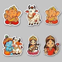 Acrylic Hindu God Fridge Magnets | Set of 6 Little Krishna, Ganesha, Kamdhenu Cow, Saraswati & Lakshmi – Decorative Spiritual Cartoon Magnets for Fridge, Locker, Office & Gifting-picture-29