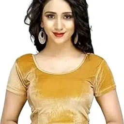 Velvet Solid Short Sleeve Saree Blouse-picture-14
