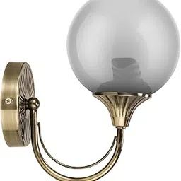wipro BeuHome Single Wall Light BW04 | Premium Indoor Decorative Light with Smokey Glass & Brush Antique Nickel Design | Surface Mounted Classic Wall Light | E27 (1H, Antique Nickel)-picture-14