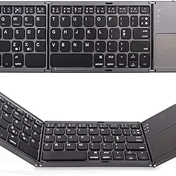 3 in 1 Bluetooth Keyboard,Mini Wireless Foldable keybord with Touchpad Exquisite Portable Keybords for Windows/iOS/Android System Smartphone Android Samsung iPhone Tablet iPad-image-21