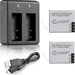 Cason 2 x 1350 mAh Li-ion Rechargeable Batteries with Dual Charger Station for Action Camera Cason CN10,CS6 & Also SJ4000 WiFi/SJ4000 AIR/SJ5000WiFi/SJ5000 & Other Action Cameras (Black)-picture-19