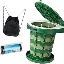 Merishopp Foldable Toilet Stool Travel Potty Beach Backpacking Portable Camping Toilet Green| Sports Equipment | Outdoor Sports Gear | Exercise Gear-image-25