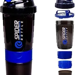 Gym Shaker Pro Cyclone Shaker 500ml with Extra Compartment, 100% Leakproof Guarantee, Ideal for Protein, Preworkout and BCAAs, BPA Free Material Sipper Bottle (Blue)-picture-49
