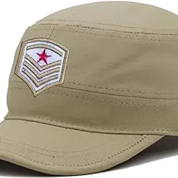 JAZAA Fashionable Solid Color Unisex Fitted Army Military Cadet Cap (Blue)-picture-50
