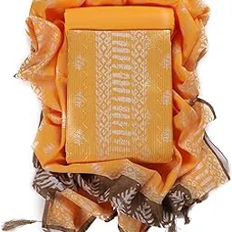 sun fashion and lifestyle Women's Poly Cotton Batik Print Unstitched Salwar Suit Material, 2 Mtr Cotton Salwar, Stylish Printed Dupatta (Design 112; Free Size)-picture-11