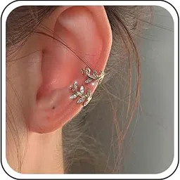 aneneiceera Vintage Crystal Leaf Ear Cuff Earrings Gold Rhinestone Cuff Clip Earrings Cz Leaves Cuff Earrings Boho No Piercing Earrings Jewelry for Women, Zinc, nah-picture-33