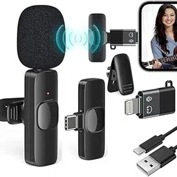 2in1 Wireless Microphone, Digital Mini Portable Recording Clip Mic with Receiver for All Type-C to Apple Mobile Phones Camera Laptop for Vlogging YouTube Online Class, Zoom Call-picture-24