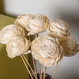 Idika Living Shola Pith Flower for Home & Office Decor | White | 6 Stems | Dried Flower-picture-45
