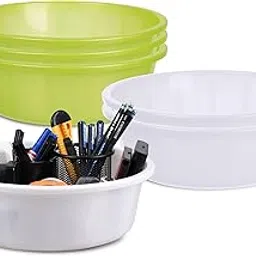 Homestic Pack of 6 Desk Organizer | Stationery Organizer | Multipurpose Storage Organizer | Office Supplies for Pen-Pencil-Staplers | Desktop Organizer | 6 LTR | Green & White-image-65