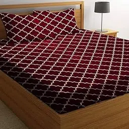 Geeta Homes Premium Cotton Feel Glace Cotton 210 Tc Elastic Fitted Bedsheets with 2 Pillow Covers Double Bed with Corner Elastic Floral Pattren |Size-72X68+ 6 Inches Homes 6769-picture-13