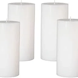 LTYNE 2" × 6" Inch Each Pure Wax Unscented White Marble Pillar Candles (2" x 6" Each), Unscented (White), White Smokeless Pillar Candles,(Unscented White) Pack of 4 Pcs (2 Inch x 6 Inch Each)-image-0