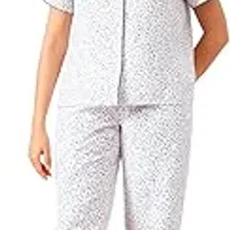 clovia Women's Cotton Printed Button Down Shirt & Pajama Set-picture-41