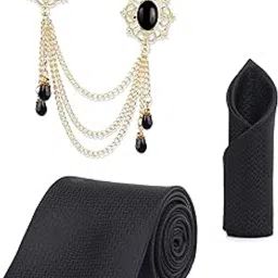 RandomStripe Men’s Premium Necktie Gift Set – 9 Colors | Tie + Pocket Square + Royal Brooch-picture-36