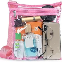 bigplayer Women’s Clear Vinyl Cross-Body Purse; Stadium Approved with Adjustable Strap and Extra Inside Pocket; Pink-picture-37