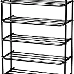 AKSHAR PURSHOTAM 5-Tier Metal Shoe Rack – Sturdy Black Shoe Organizer for Closet, Entryway, and Bedroom – Space-Saving Storage Shelf for 15 Pairs of Shoes (5 SHLEF SHOE RACK)-picture-14