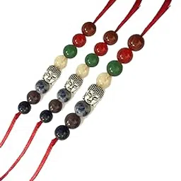 navkar crafts Buddha with 7 Chakra Rakhi for Brother Designer Thread Rakhi Combo for Bhaiya Bhabhi Semi Precious Stone Rakhi Set for Bhai Rakshabandhan Rakhi for Men and Women-picture-11
