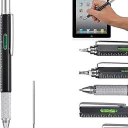 MGNLR Multifunction Pen - 6 In 1 Multitool Pen Set,Touchscreen Stylus,Ruler,Level,Screwdriver Set,Ballpoint Pen For Tablet | Touchscreen Pen,Ballpoint Pen,Creative Gifts For Men & Women Any Occasion-image-1