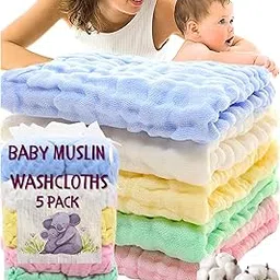 La Belle Beeno Baby Muslin Washcloths Baby Muslin Burp Cloths 12x12 Soft wash Cloths for Baby Infant Kids 100% Cotton washcloths-image-12