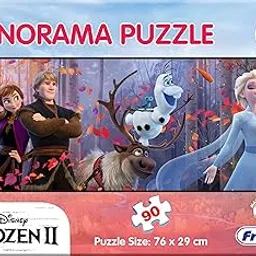 Frank Disney Frozen II Panorama Jigsaw Puzzle for Kids 6+ Years | Fun & Challenging Brain Booster Educational Toys | Realistic Illustrations Puzzle Games for Focus & Memory | Gifts for Kids- 90 Pieces image 1
