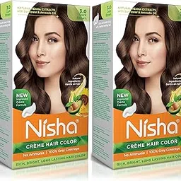 Nisha Creme Hair Colour 3 DARK BROWN (60gm + 60ml + 18ml Nisha Conditioner with Natural Herbs 100% Grey Hair Coverage) Pack of 2-image-69